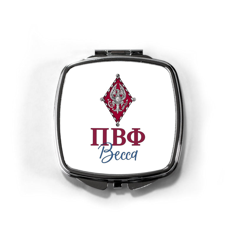 Pi Beta Phi Sorority Pocket Mirror - Greek Letters Makeup Compact