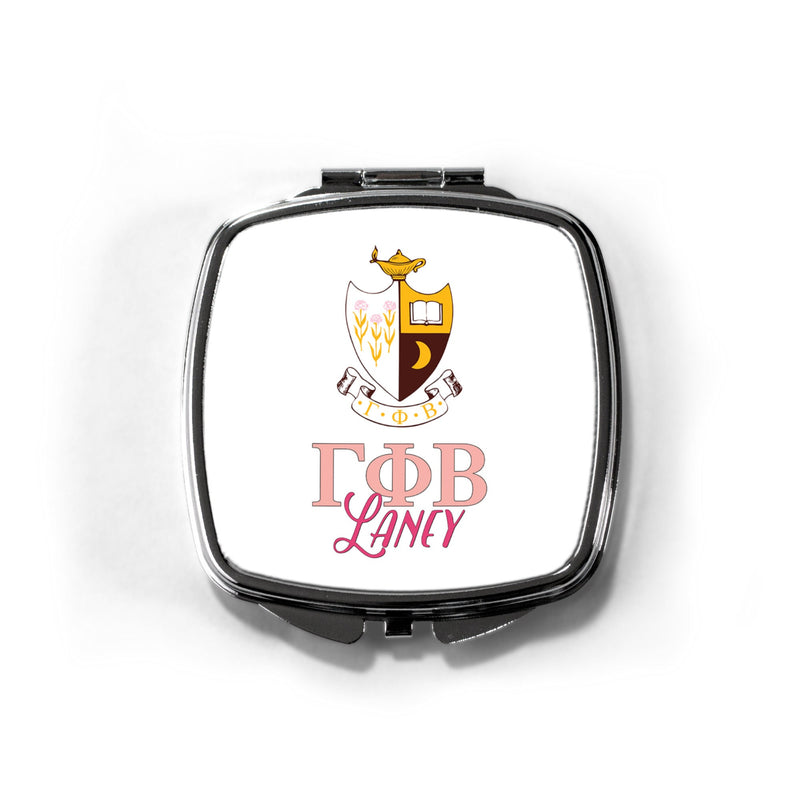 Gamma Phi Beta Sorority Pocket Mirror - Greek Letters Makeup Compact